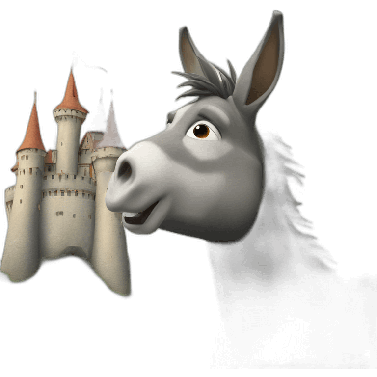 Over sized Donkey head in front of a castle emoji