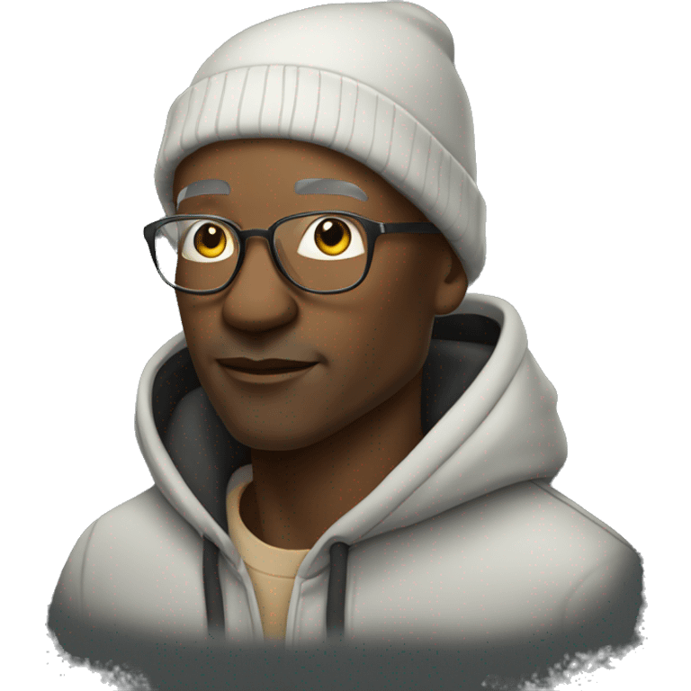 old stylish black man with fade bald head and wearing a hoodie emoji