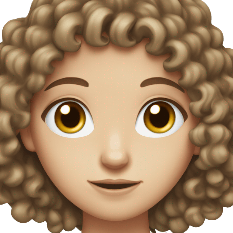 White girl with short brown curly hair and blue eyes emoji