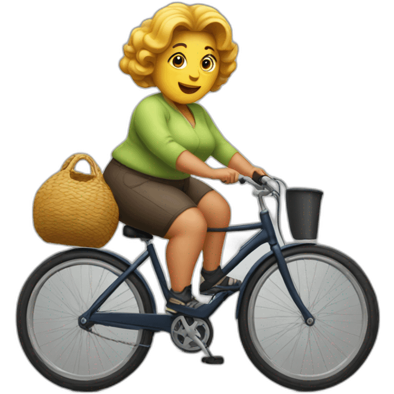 A very big woman on a very little bicycle emoji