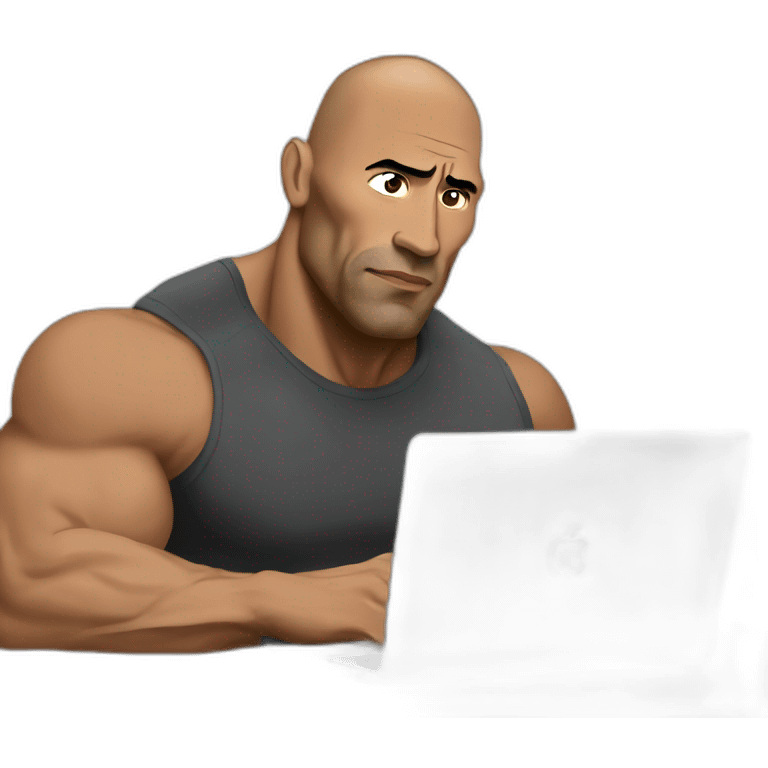 The rock with a MacBook thinking emoji