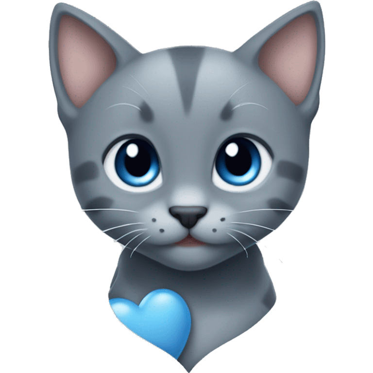 Gray kitten hearts Gray blue heart emoji