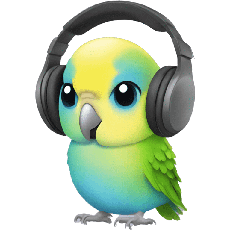 budgie wearning headphones  emoji