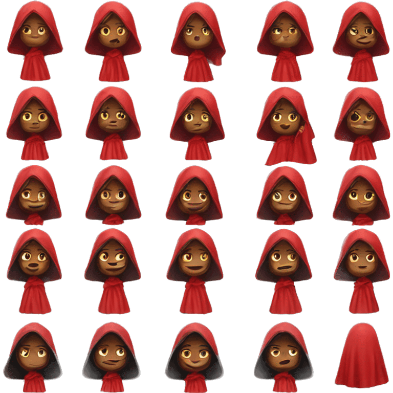 a woman covered with red cloak, witch  emoji