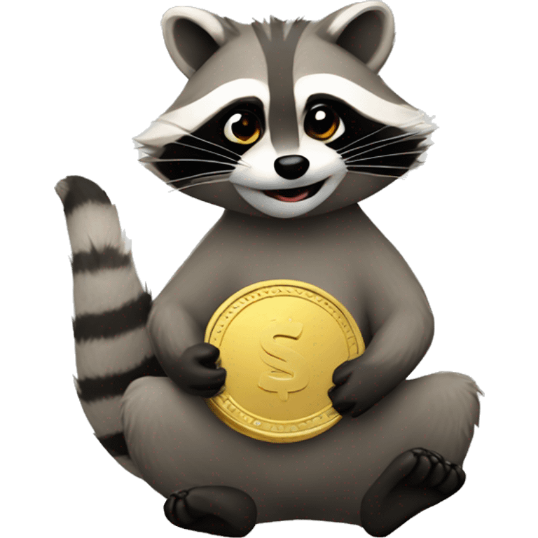 create an emoji of a raccoon holding coin emoji