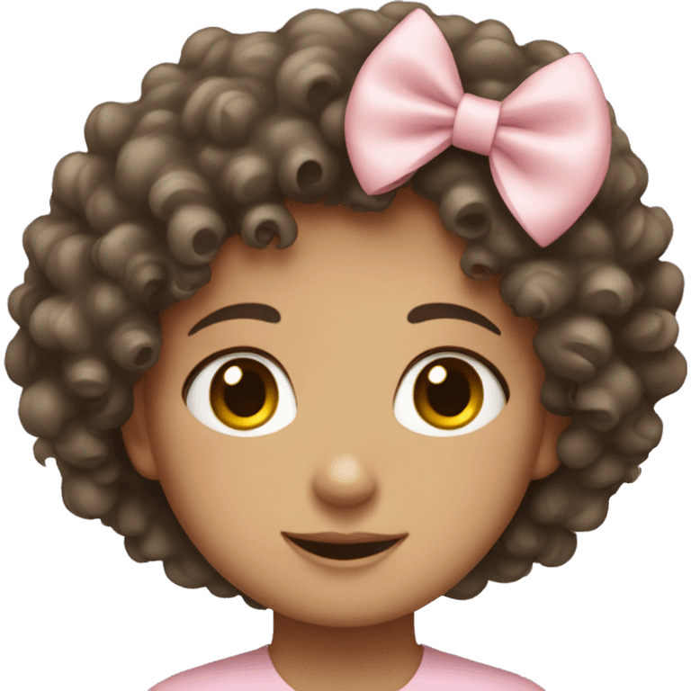 a curly haired girl with a light pink bow emoji