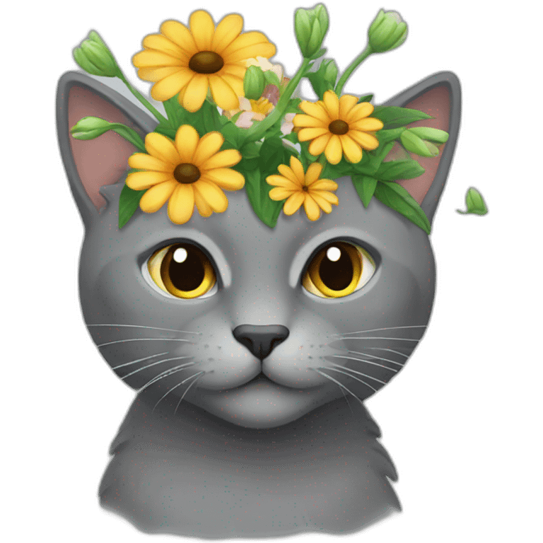 Gray-cat-with-flowers emoji