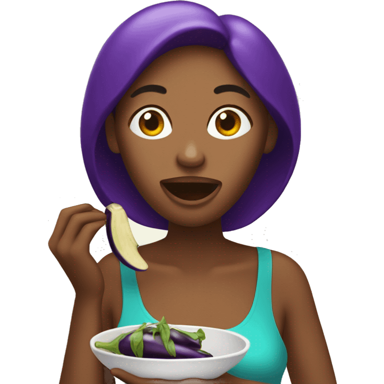 woman eating eggplant  emoji