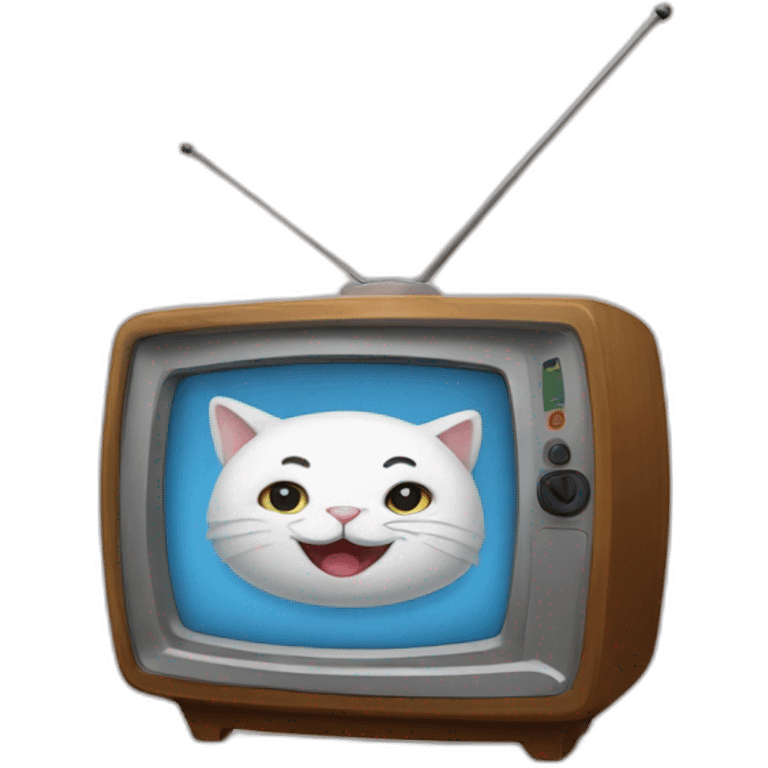 Un chat sur une tele emoji