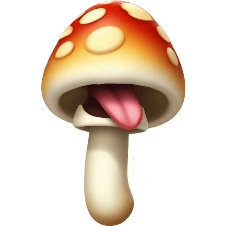 smiley face with tongue sticking out mushroom instead of tongue emoji