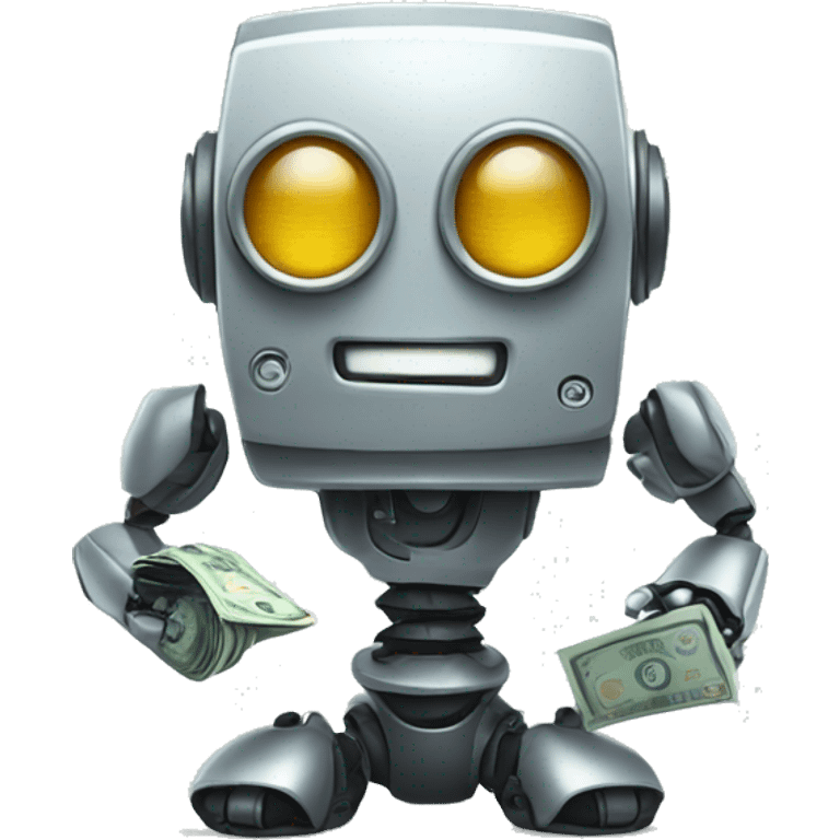 Cute robot with money emoji