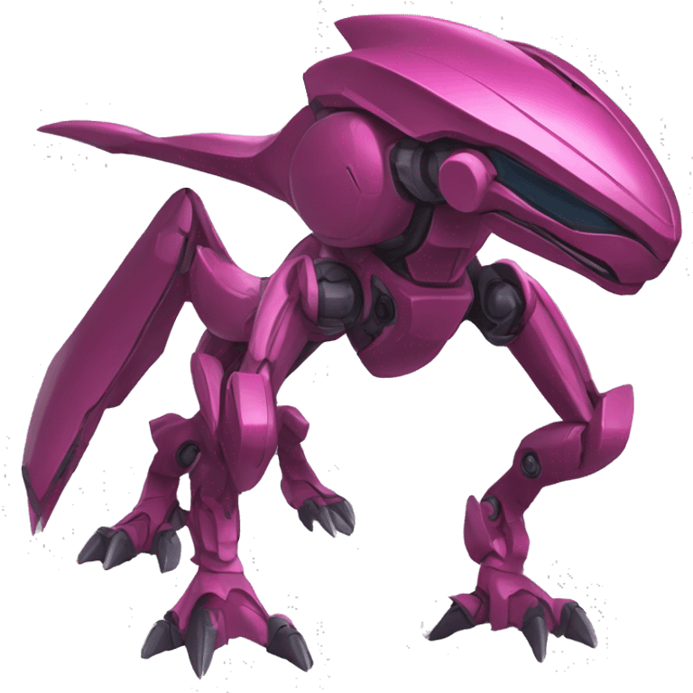 a Genesect-Raptor-Fakémon—hybrid with a futuristic visor-helmet full body emoji