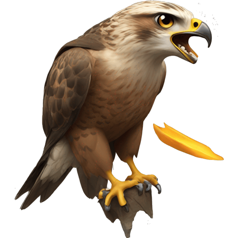 a hawk spitting emoji