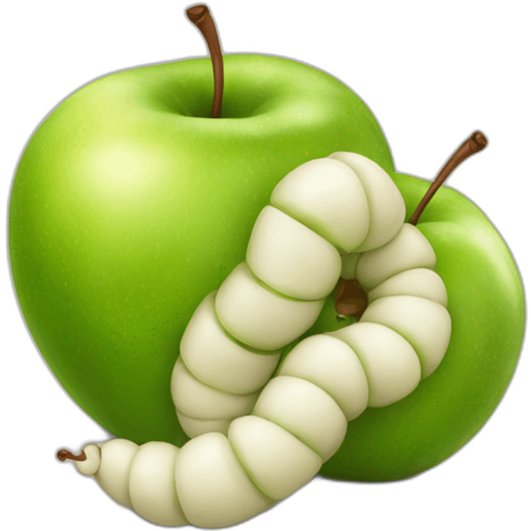 realistic Apple with worm emoji