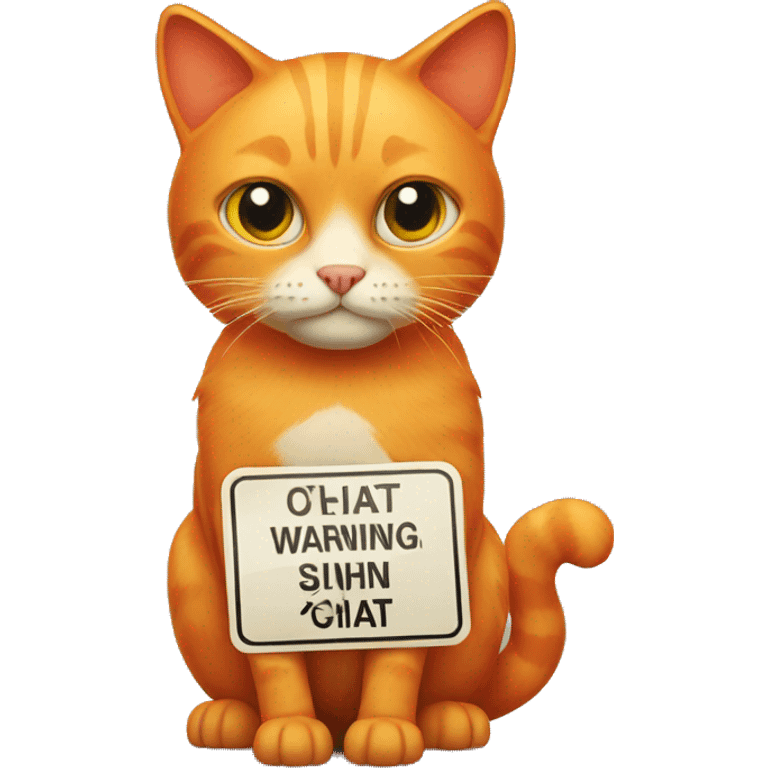 Orange cat with warning sign emoji