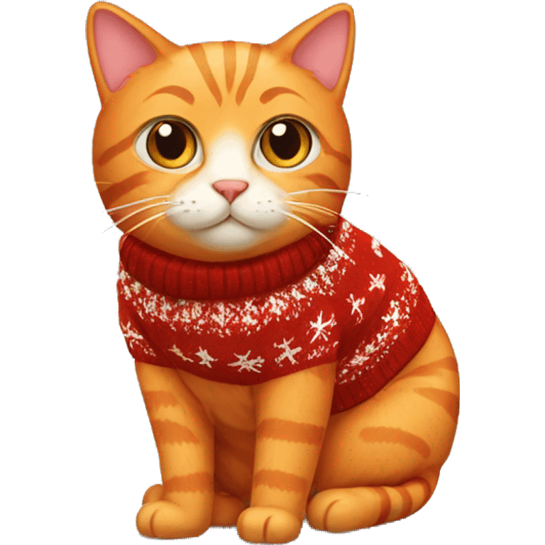 Orange cat with Christmas sweater emoji