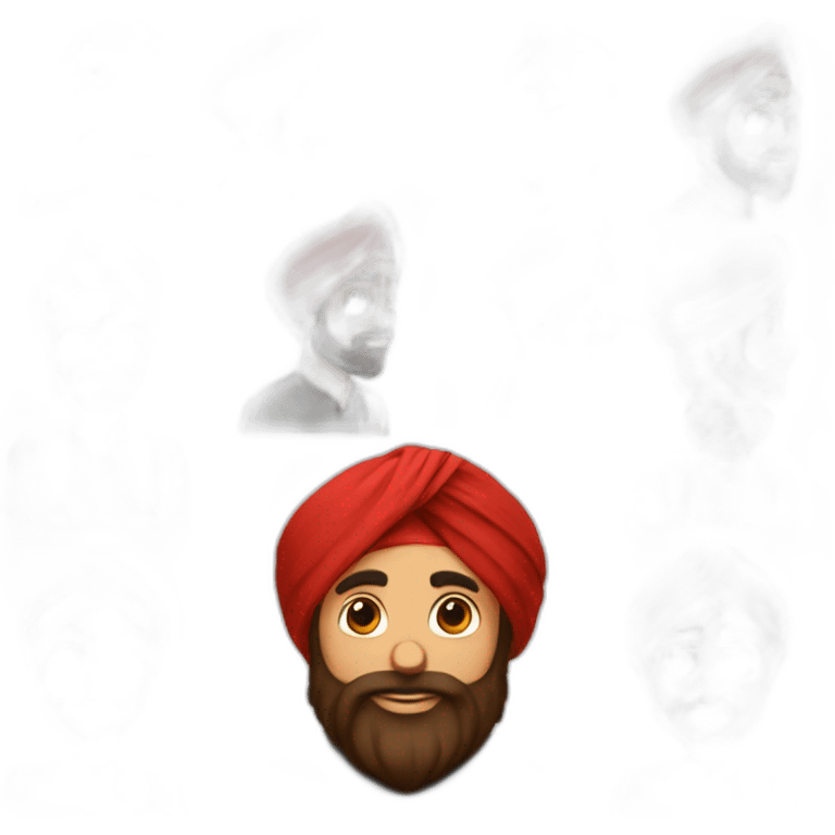 A bearded punjabi guy wearing red turban and black kurta emoji