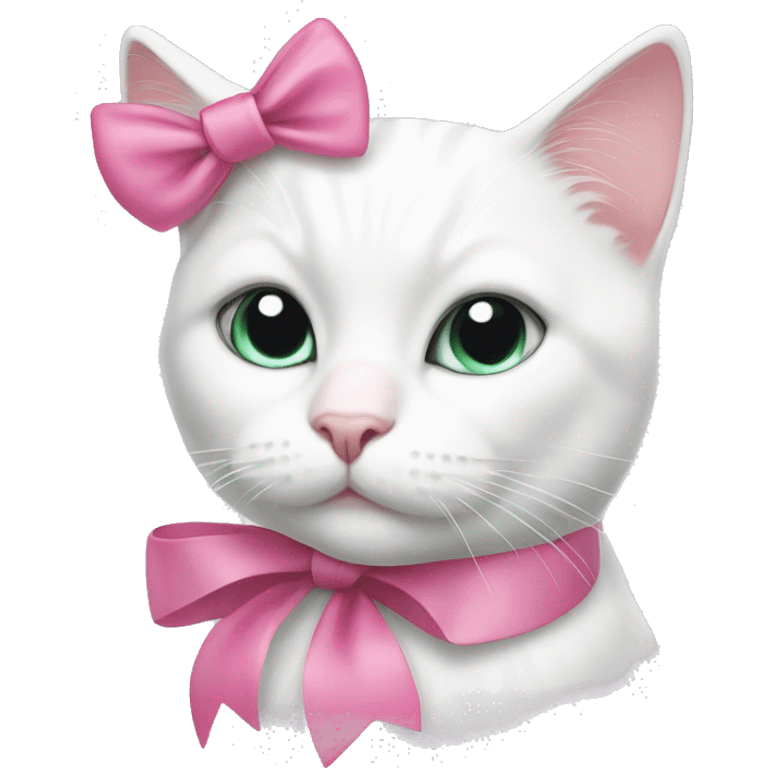 White cat with pink bow emoji