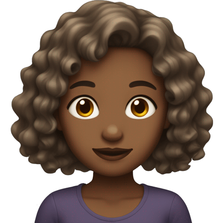 Girl with brown skin and wavy hair emoji