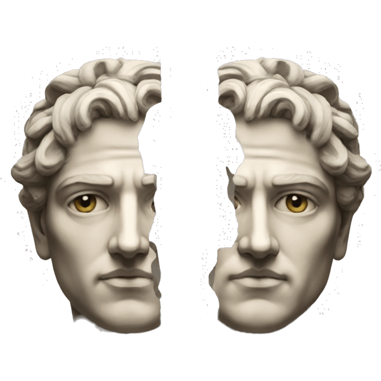 janus greek god two faces facing opposite one side being human the other android emoji