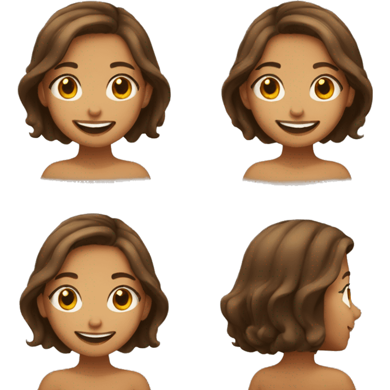 Tan girl with brown hair blindly highlights smiling  emoji