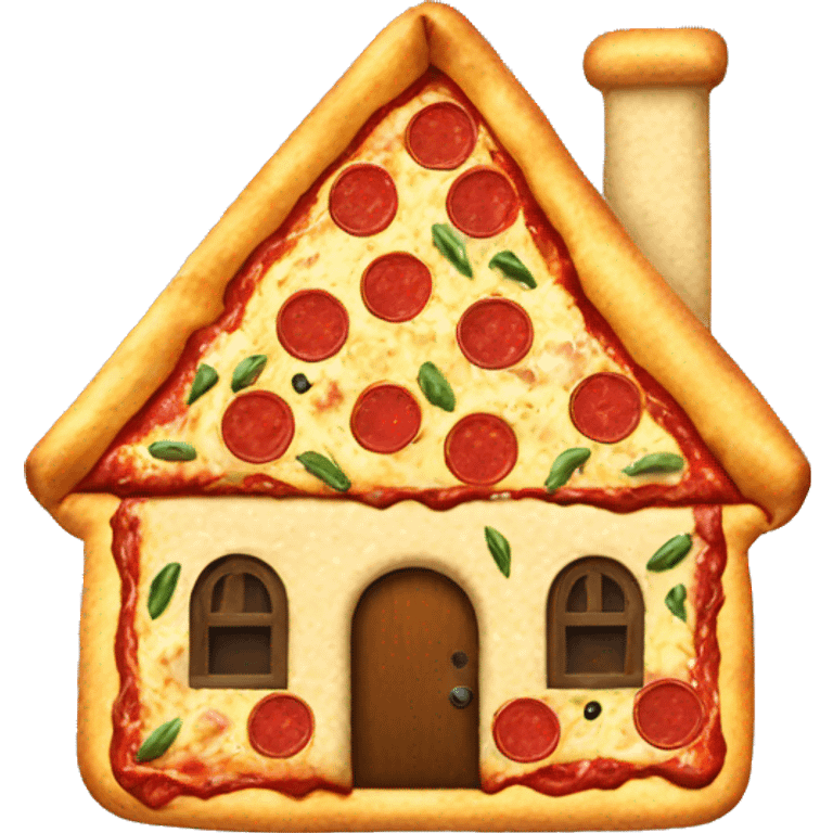 Pizza in the shape of a house emoji