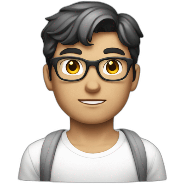 front view of young clark kent wearing white t-shirt using a mac emoji