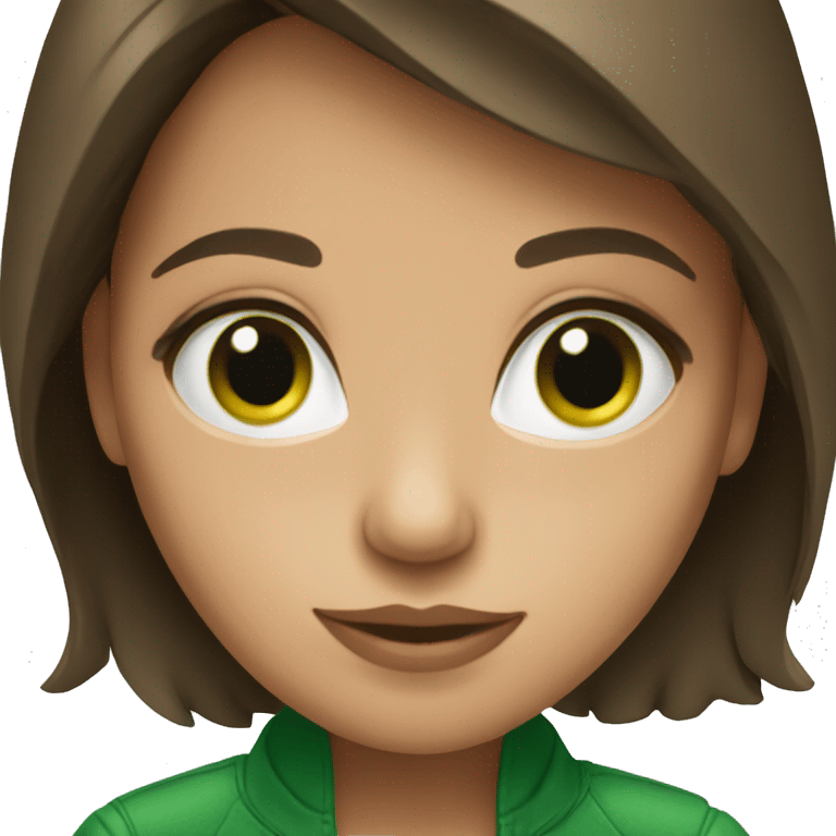 green eyes brunette near the jacket emoji