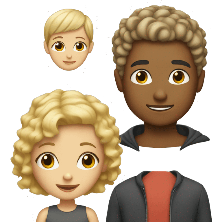 Boy with brunette buzz, cut, and girl with blonde curly hair emoji