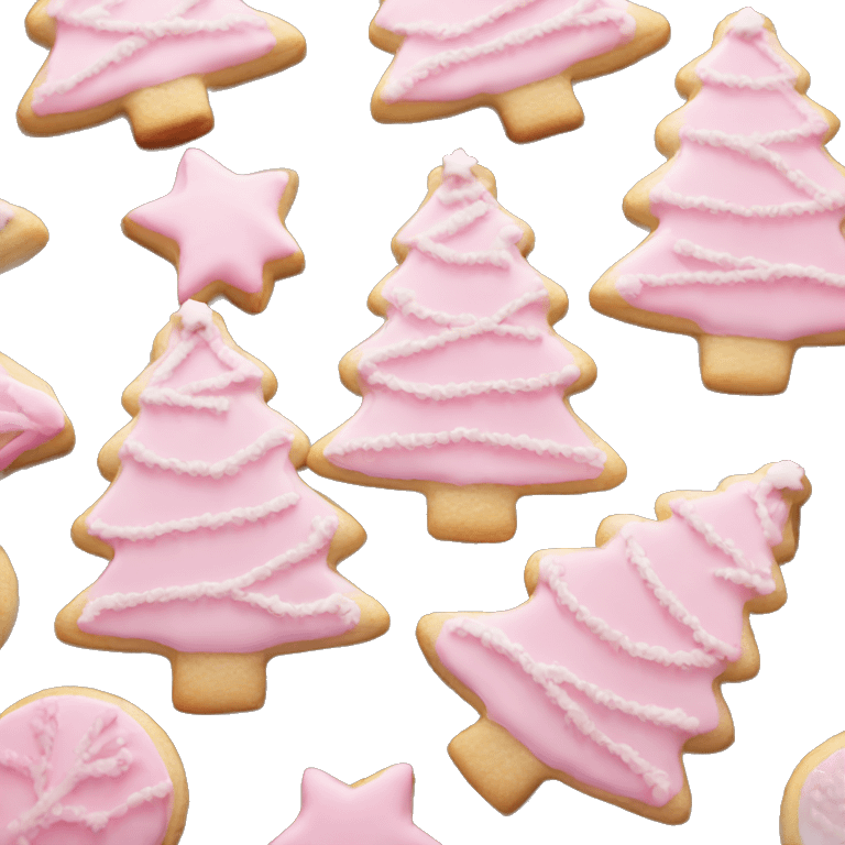 Pink Christmas tree shaped sugar cookie emoji