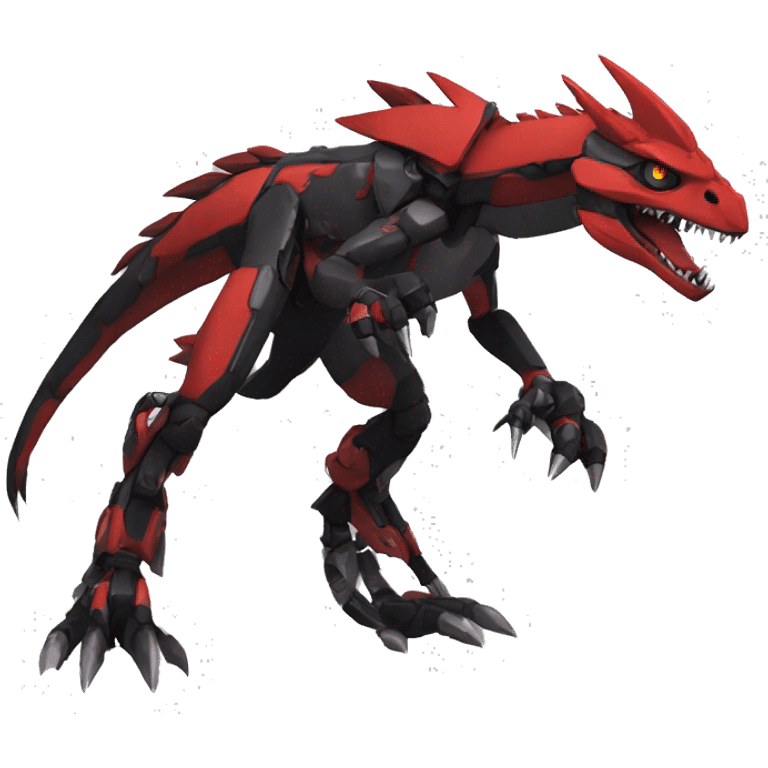  Cool Edgy Black Red Digimon-Fakemon-Guilmon-Velociraptor-Dragon-Mecha full body emoji