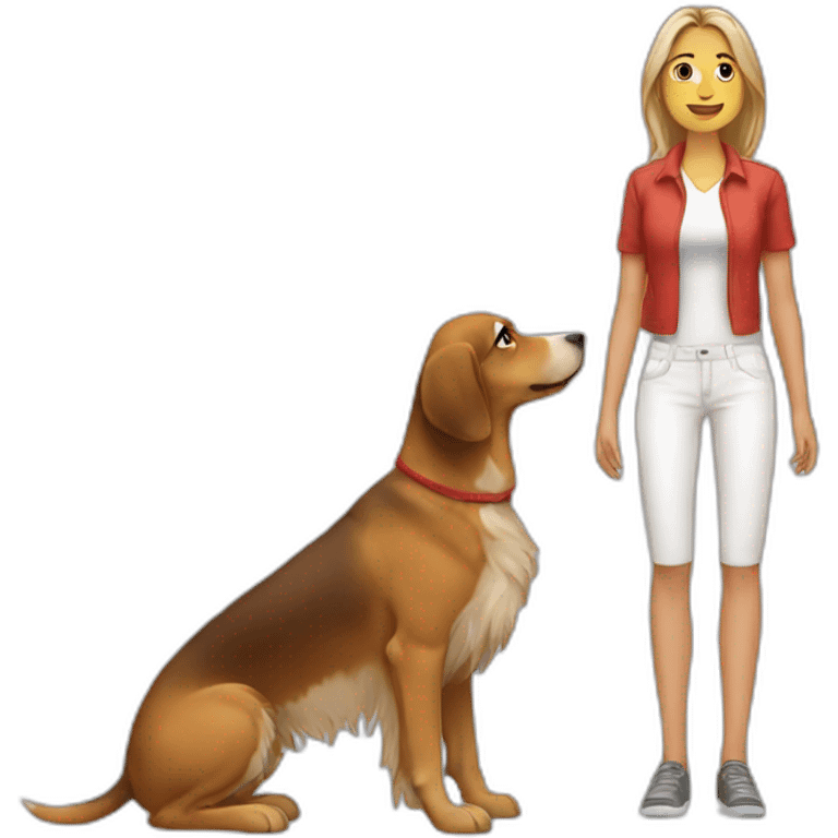 Woman con dog braco alemán  emoji