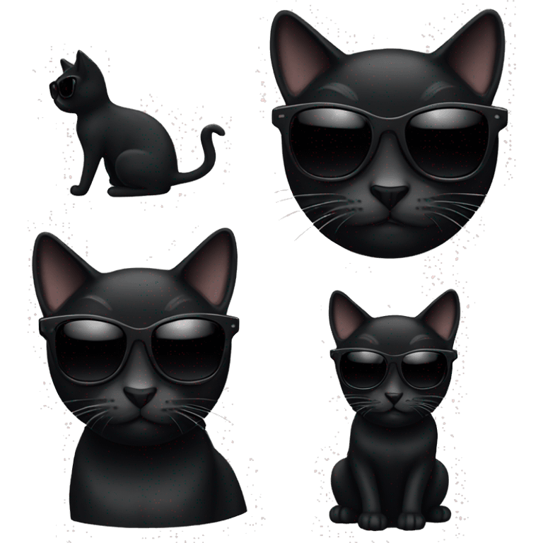 black cat wearing black framed sunglasses emoji