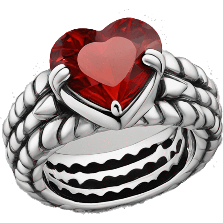 Ring with a red Crystal in a heart form like by Pandora  emoji