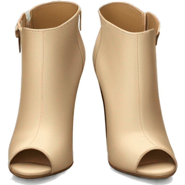 Realistic isolated top view of a pair of beige peep toe high heel ankle boots. emoji