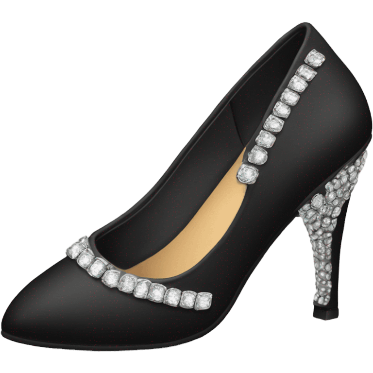 Black pointed low heels with rhinestone band  emoji