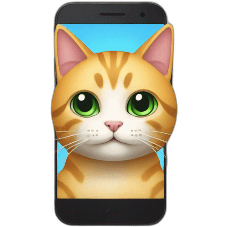 chatbot cat inside of a smartphone emoji