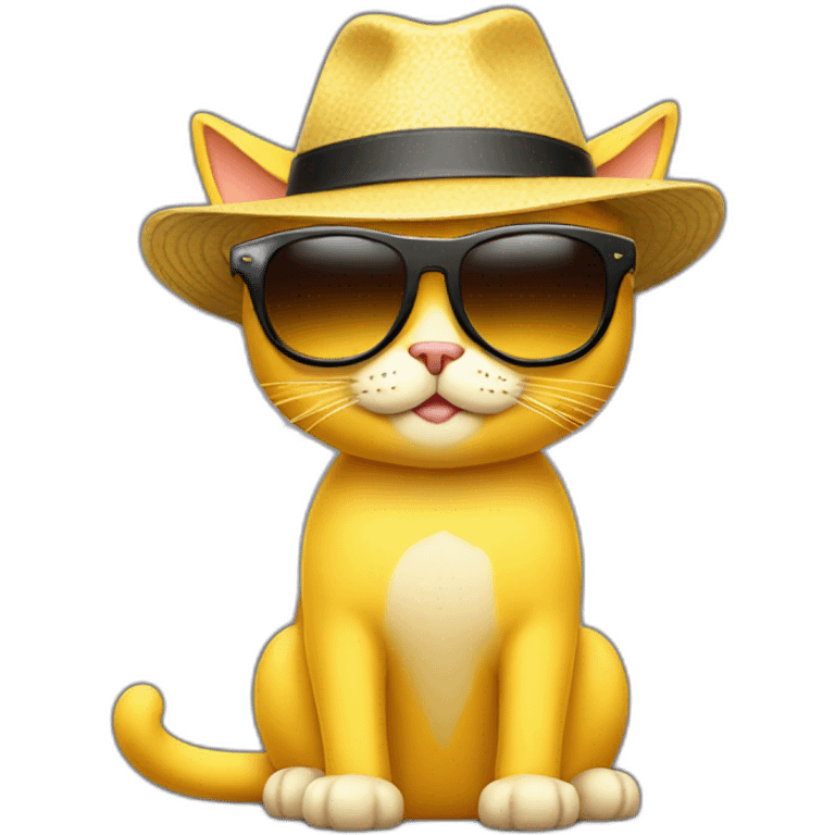 yellow cat emoji in cool sunglasses and hat emoji