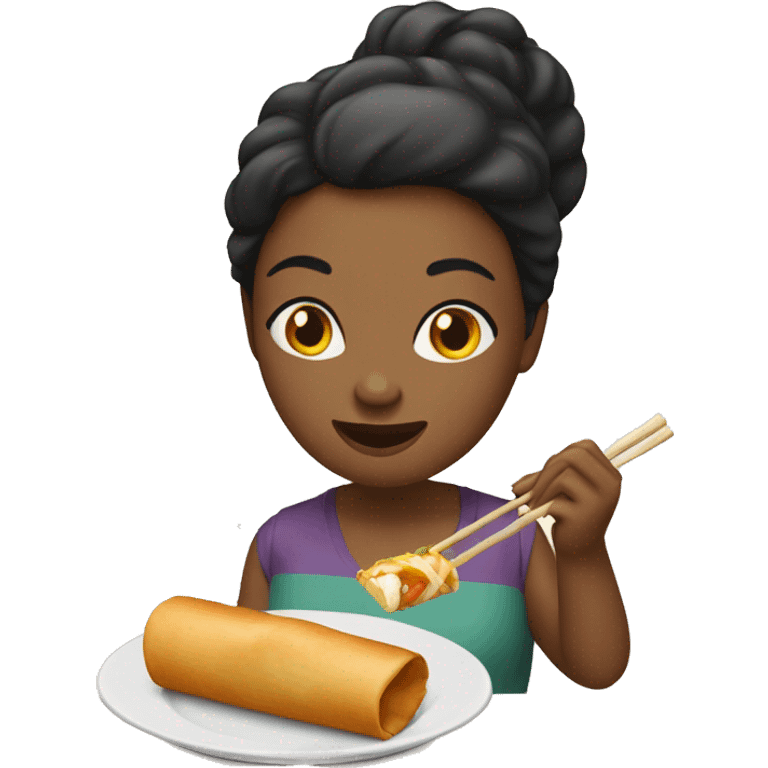 Women eating egg roll  emoji