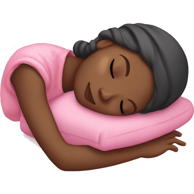 black girl sleeping with pink bonnet emoji