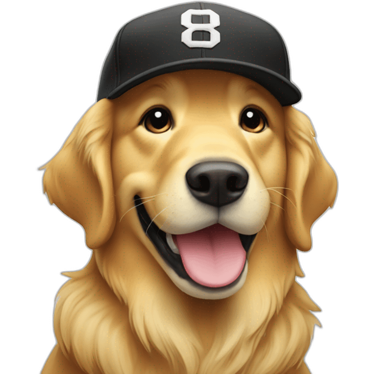 smiling golden retriever with black baseball cap emoji