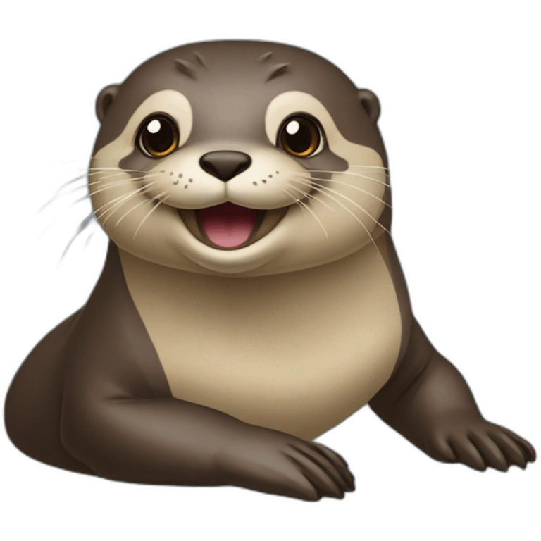 Une loutre sur une tortu emoji