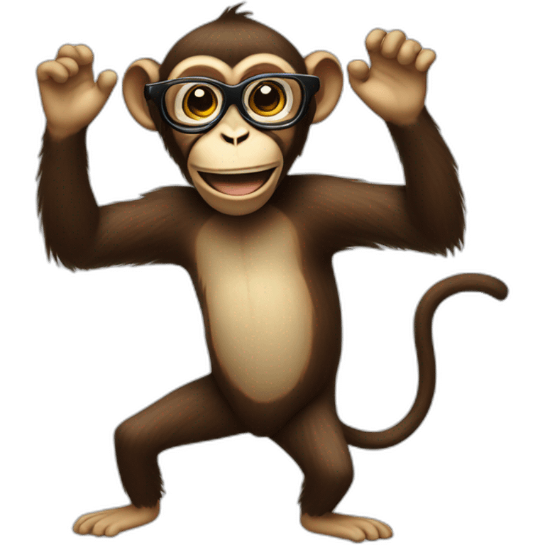 Monkey with spectacles dancing  emoji