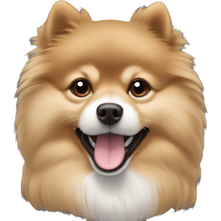 less fluffy pomeranian-spitz mix light brown and white with gray ears  emoji