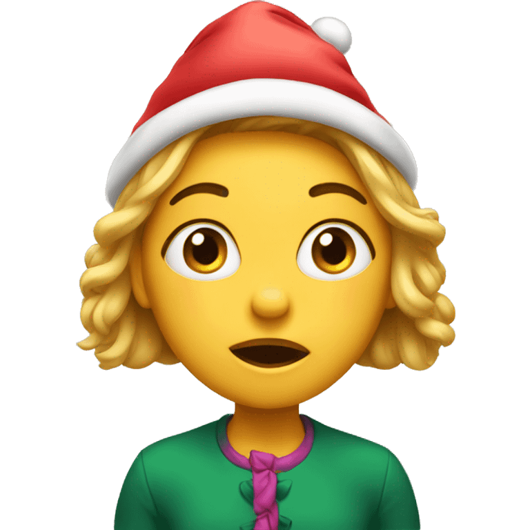 surprised girl in a festive cap emoji