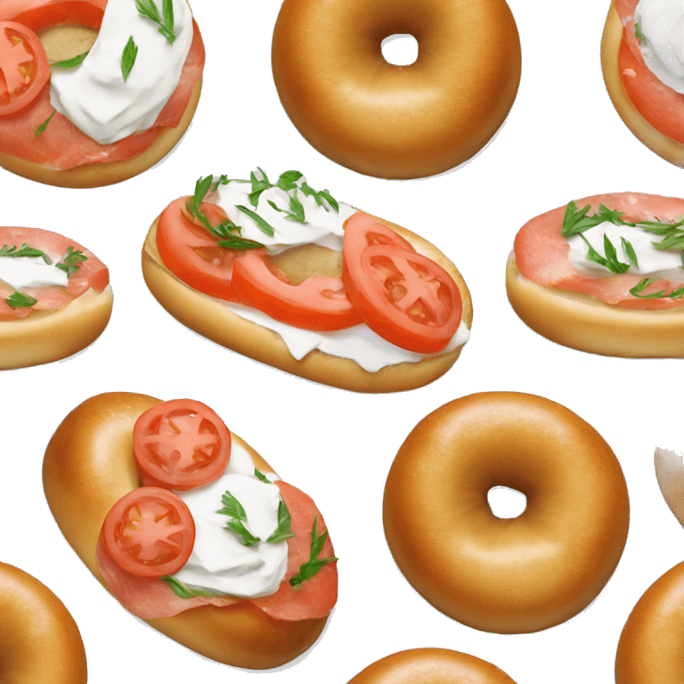 Bagel with cream cheese, lox, tomato  emoji