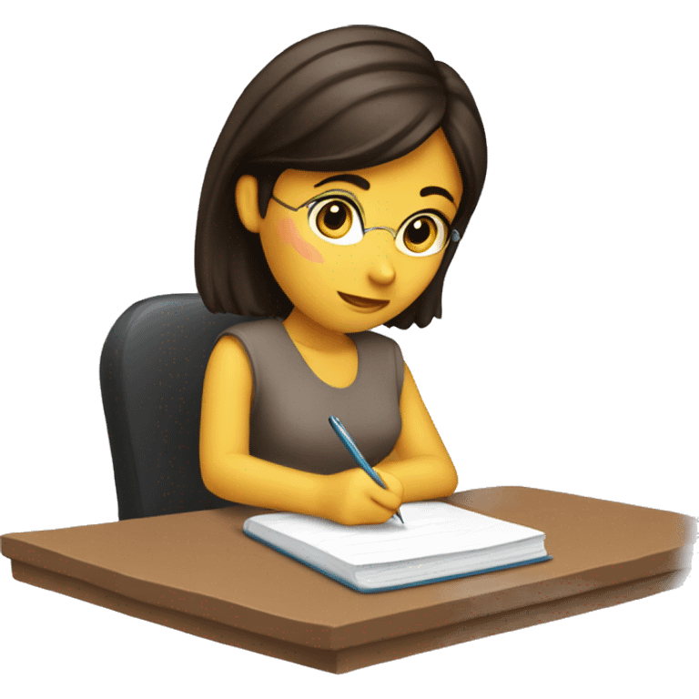 Brunette writing in notebook emoji