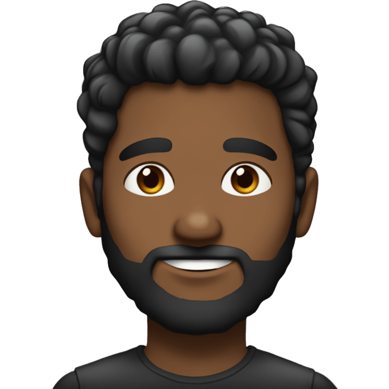 Chico de cabello negro peinado hacia atrás con barba, de piel blanca y ojos color café  emoji