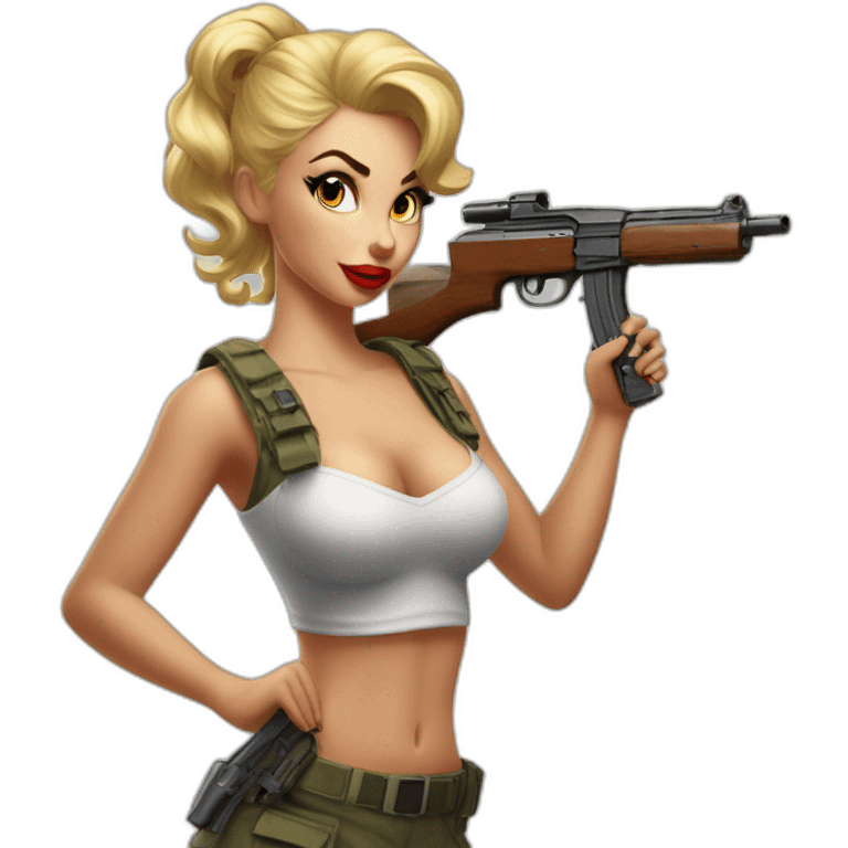 pin up avec un fusil d'assaut emoji