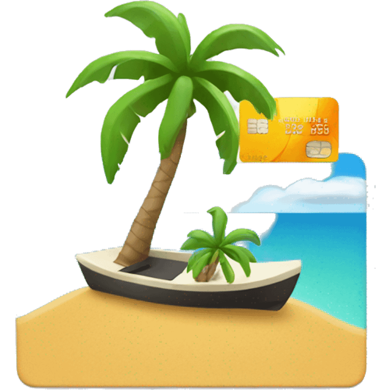 credit card with tropical island design emoji